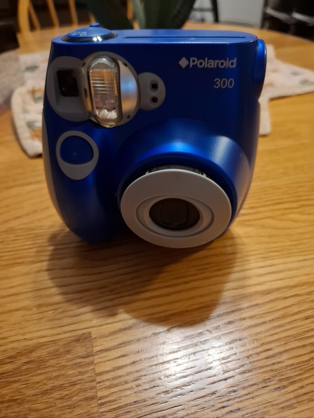 🩷 EUC Vintage Polaroid 300 Instant Camera in Metallic Blue with Wrist Strap
